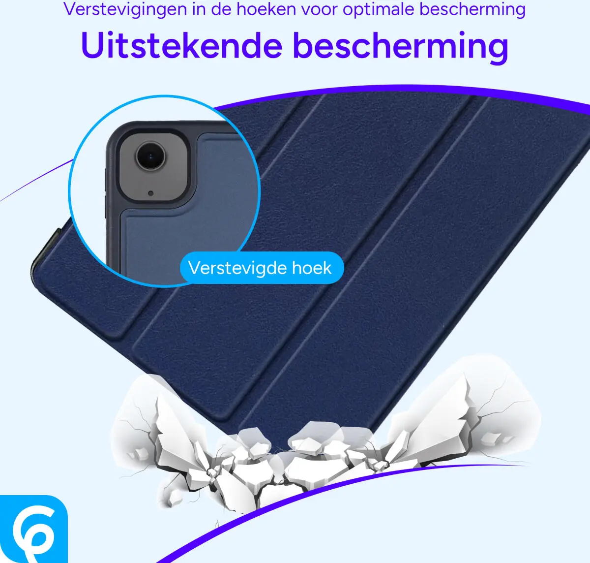Apple iPad Air 11 (2024/2025/2026) Hoes Luxe Tri-Fold Book Case Kunst Leer Blauw afbeelding 3