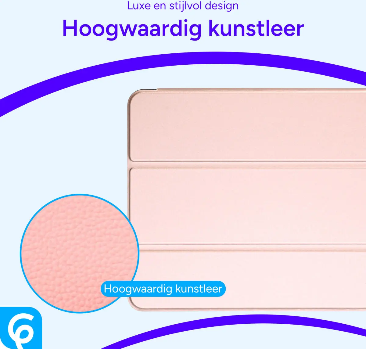 Apple iPad Air 11 (2024/2025/2026) Hoes Luxe Tri-Fold Book Case Kunst Leer Roze afbeelding 5