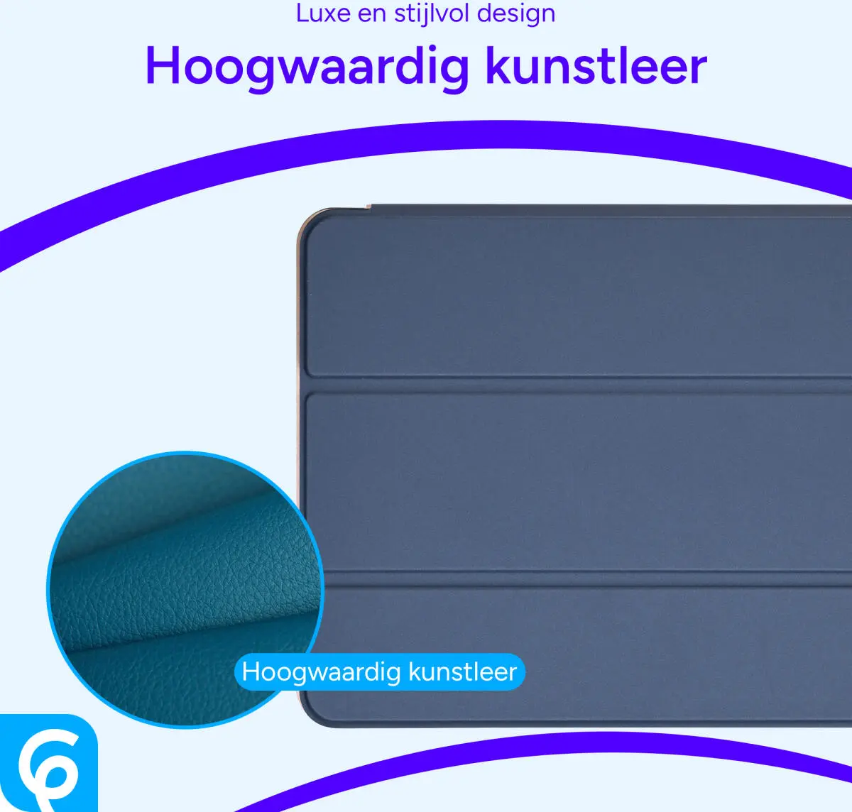 Apple iPad Air 13 (24/25) Hoes Luxe Tri-Fold Book Case Kunst Leer Blauw afbeelding 5