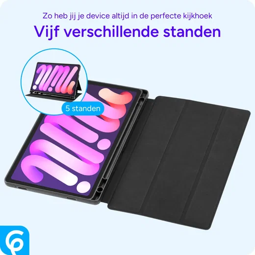Apple iPad Mini 1/2/3/4/5 Hoes Luxe Tri-Fold Book Case Kunst Leer Zwart afbeelding 6