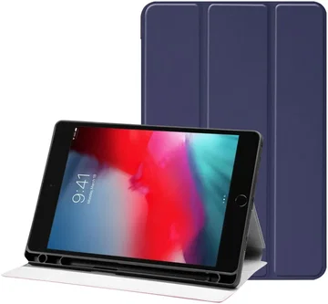 Apple iPad Mini 1/2/3/4/5 Hoes Luxe Tri-Fold Book Case Kunst Leer Blauw