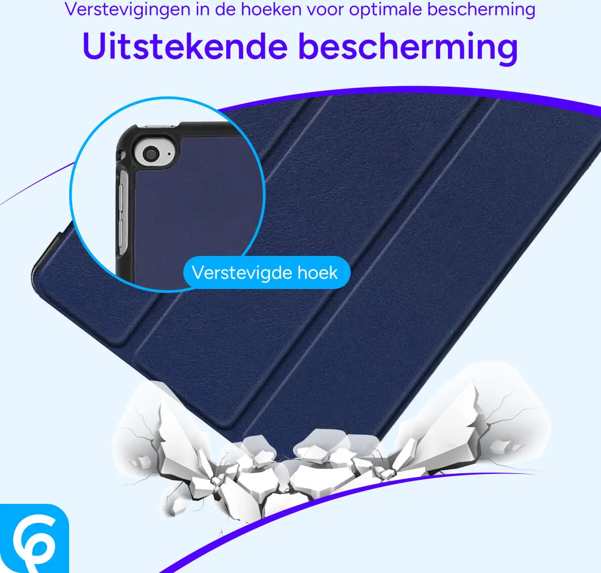 Apple iPad Mini 1/2/3/4/5 Hoes Luxe Tri-Fold Book Case Kunst Leer Blauw afbeelding 3