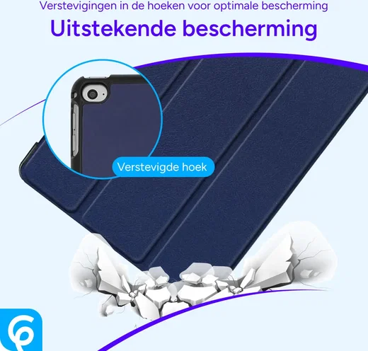 Apple iPad Mini 1/2/3/4/5 Hoes Luxe Tri-Fold Book Case Kunst Leer Blauw afbeelding 3