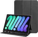 Apple iPad Mini 6 / 7 Hoes Luxe Tri-Fold Book Case Kunst Leer Zwart