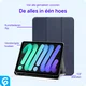 Apple iPad Mini 6 / 7 Hoes Luxe Tri-Fold Book Case Kunst Leer Blauw afbeelding 2