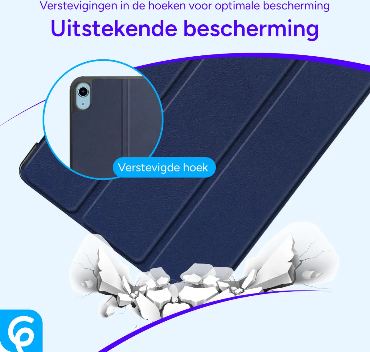 Apple iPad Mini 6 / 7 Hoes Luxe Tri-Fold Book Case Kunst Leer Blauw afbeelding 3