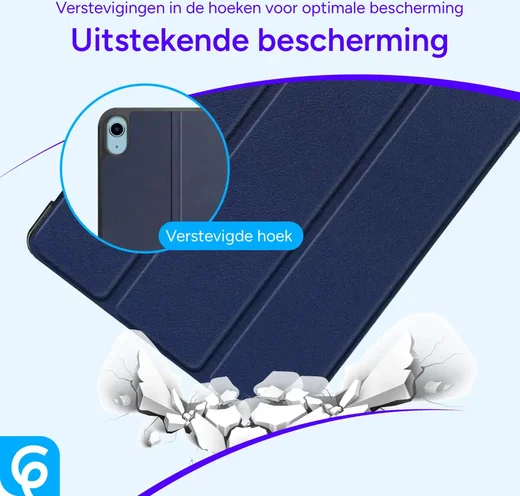 Apple iPad Mini 6 / 7 Hoes Luxe Tri-Fold Book Case Kunst Leer Blauw afbeelding 3