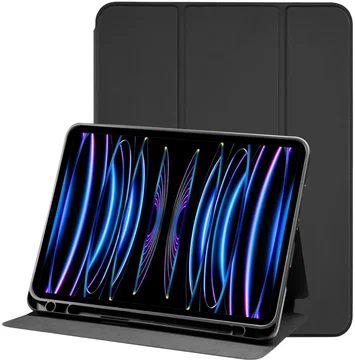 Apple iPad Pro 11 Hoes Luxe Tri-Fold Book Case Kunst Leer Zwart