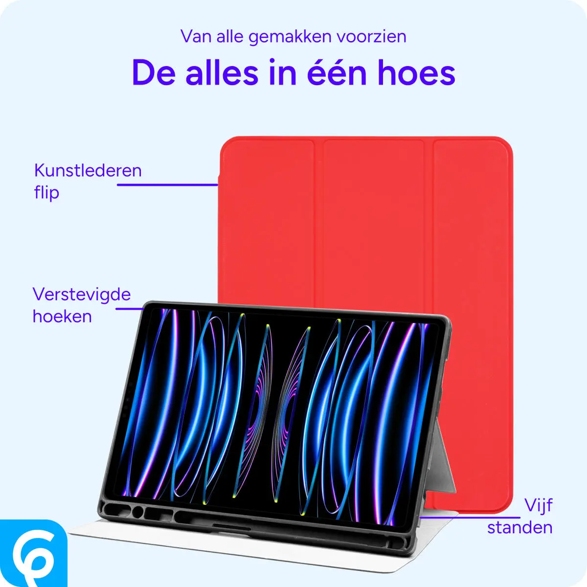 Apple iPad Pro 11 Hoes Luxe Tri-Fold Book Case Kunst Leer Rood afbeelding 2