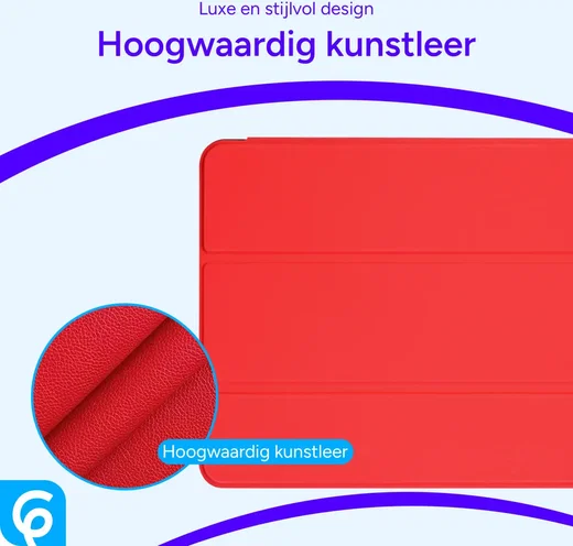 Apple iPad Pro 11 Hoes Luxe Tri-Fold Book Case Kunst Leer Rood afbeelding 5