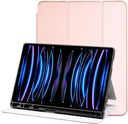 Apple iPad Pro 11 Hoes Luxe Tri-Fold Book Case Kunst Leer Roze afbeelding