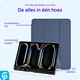 Apple iPad Pro 11 (2024/2025) Hoes Luxe Tri-Fold Book Case Kunst Leer Blauw afbeelding 2