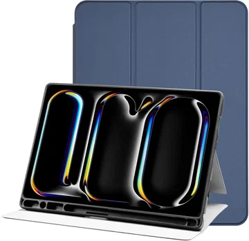 Apple iPad Pro 11 (2024/2025) Hoes Luxe Tri-Fold Book Case Kunst Leer Blauw