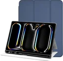 Apple iPad Pro 11 (2024/2025) Hoes Luxe Tri-Fold Book Case Kunst Leer Blauw
