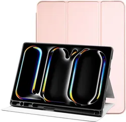 Apple iPad Pro 11 (2024/2025) Hoes Luxe Tri-Fold Book Case Kunst Leer Roze afbeelding