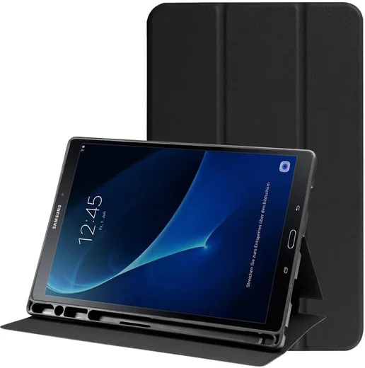 Samsung Galaxy Tab A 10.1 (2016) Hoes Luxe Tri-Fold Book Case Kunst Leer Zwart afbeelding 1