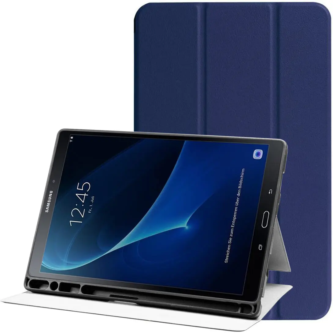Samsung Galaxy Tab A 10.1 (2016) Hoes Luxe Tri-Fold Book Case Kunst Leer Blauw afbeelding 1