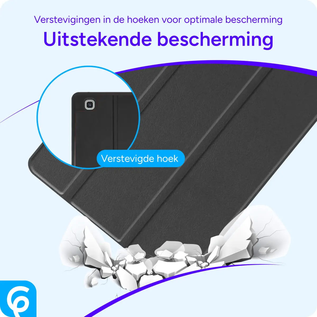 Samsung Galaxy Tab A7 (2020/2022) Hoes Luxe Tri-Fold Book Case Kunst Leer Zwart afbeelding 2