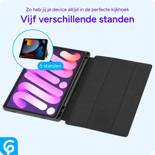 Samsung Galaxy Tab A7 (2020/2022) Hoes Luxe Tri-Fold Book Case Kunst Leer Zwart afbeelding 4