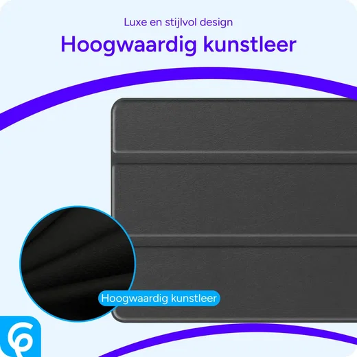 Samsung Galaxy Tab A7 (2020/2022) Hoes Luxe Tri-Fold Book Case Kunst Leer Zwart afbeelding 7