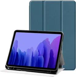 Samsung Galaxy Tab A7 (2020/2022) Hoes Luxe Tri-Fold Book Case Kunst Leer Blauw afbeelding