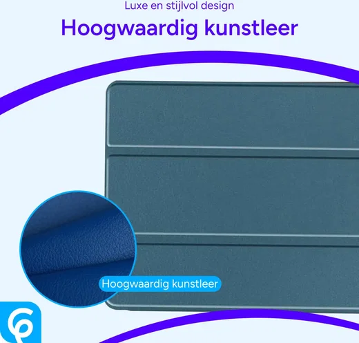 Samsung Galaxy Tab A7 (2020/2022) Hoes Luxe Tri-Fold Book Case Kunst Leer Blauw afbeelding 7
