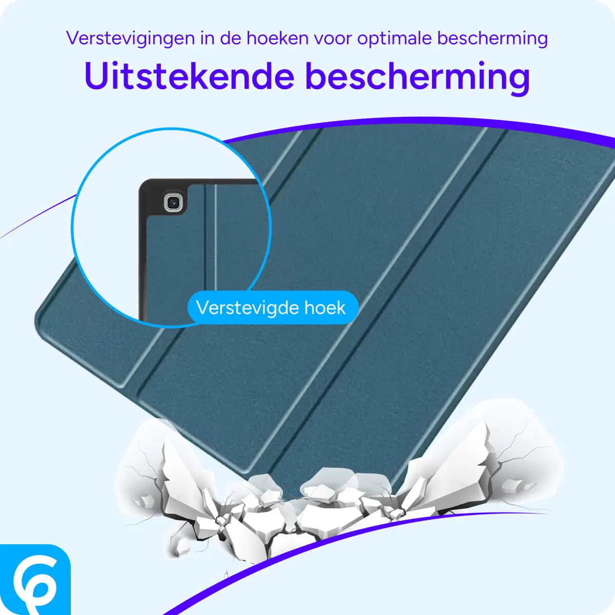 Samsung Galaxy Tab A7 (2020/2022) Hoes Luxe Tri-Fold Book Case Kunst Leer Blauw afbeelding 2