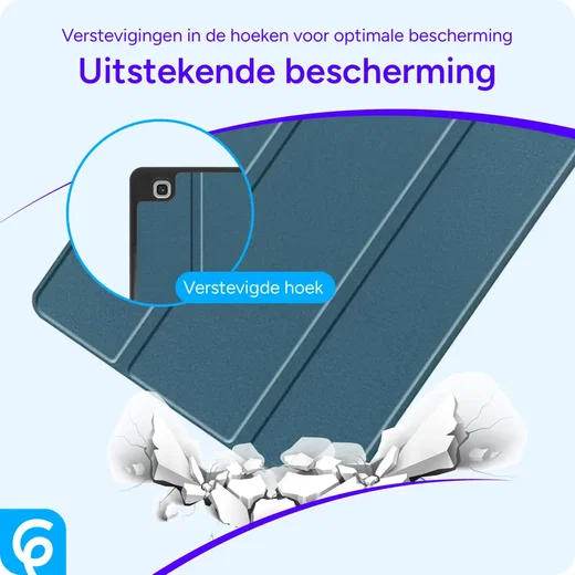 Samsung Galaxy Tab A7 (2020/2022) Hoes Luxe Tri-Fold Book Case Kunst Leer Blauw afbeelding 2