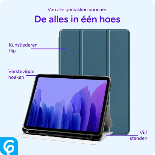 Samsung Galaxy Tab A7 (2020/2022) Hoes Luxe Tri-Fold Book Case Kunst Leer Blauw afbeelding 5