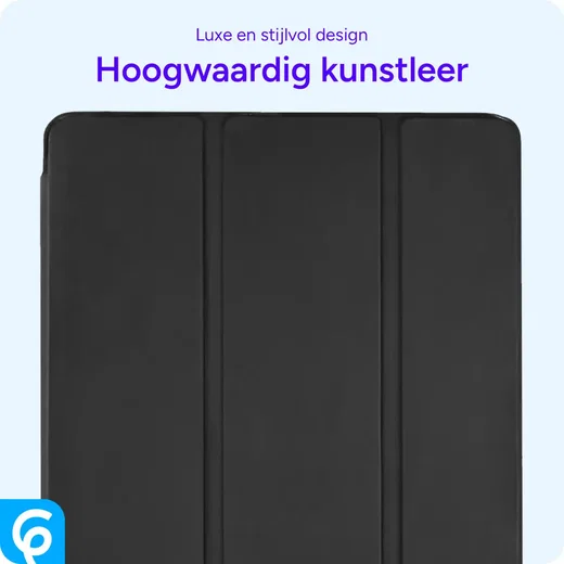 Samsung Galaxy Tab A7 Lite Hoes Luxe Tri-Fold Book Case Kunst Leer Zwart afbeelding 6