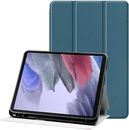 Samsung Galaxy Tab A7 Lite Hoes Luxe Tri-Fold Book Case Kunst Leer Blauw afbeelding 1