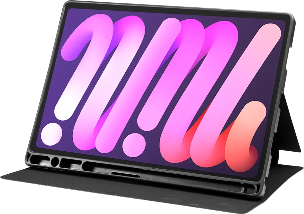 Samsung Galaxy Tab A8 Hoes Luxe Tri-Fold Book Case Kunst Leer Zwart afbeelding 10