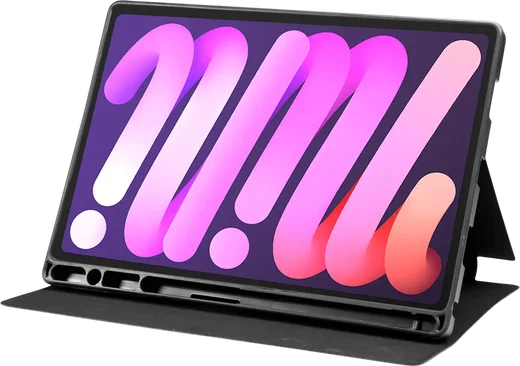 Samsung Galaxy Tab A8 Hoes Luxe Tri-Fold Book Case Kunst Leer Zwart afbeelding 10