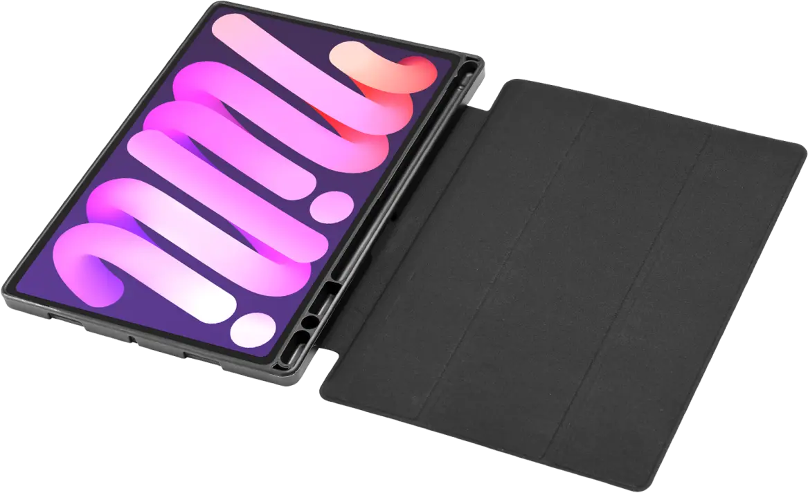 Samsung Galaxy Tab A8 Hoes Luxe Tri-Fold Book Case Kunst Leer Zwart afbeelding 12