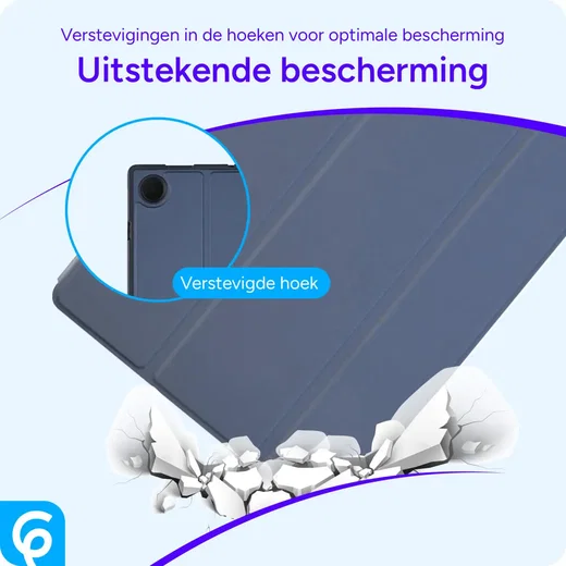 Samsung Galaxy Tab A8 Hoes Luxe Tri-Fold Book Case Kunst Leer Blauw afbeelding 2