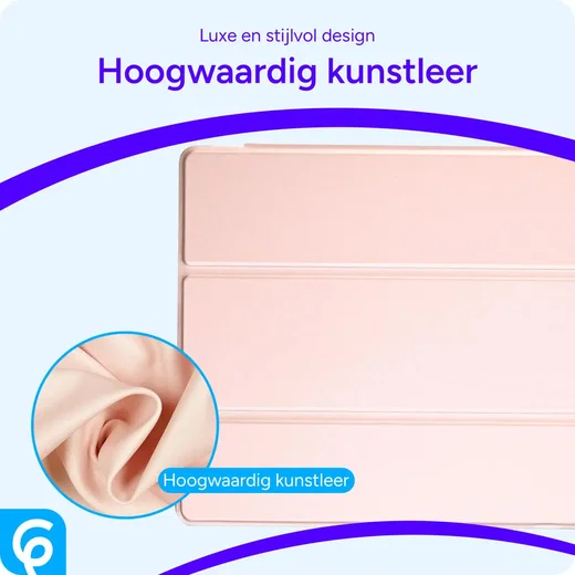 Samsung Galaxy Tab A8 Hoes Luxe Tri-Fold Book Case Kunst Leer Roze afbeelding 7
