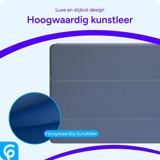 Samsung Galaxy Tab A9 Hoes Luxe Tri-Fold Book Case Kunst Leer Blauw afbeelding 7