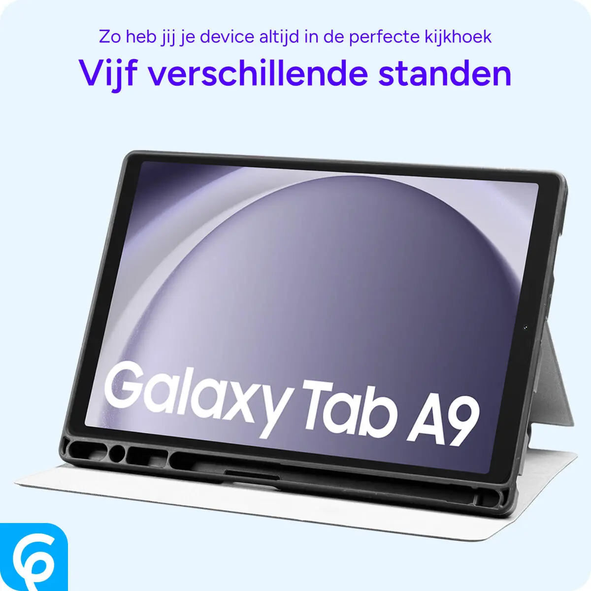 Samsung Galaxy Tab A9 Hoes Luxe Tri-Fold Book Case Kunst Leer Rood afbeelding 6