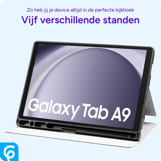 Samsung Galaxy Tab A9 Hoes Luxe Tri-Fold Book Case Kunst Leer Rood afbeelding 6