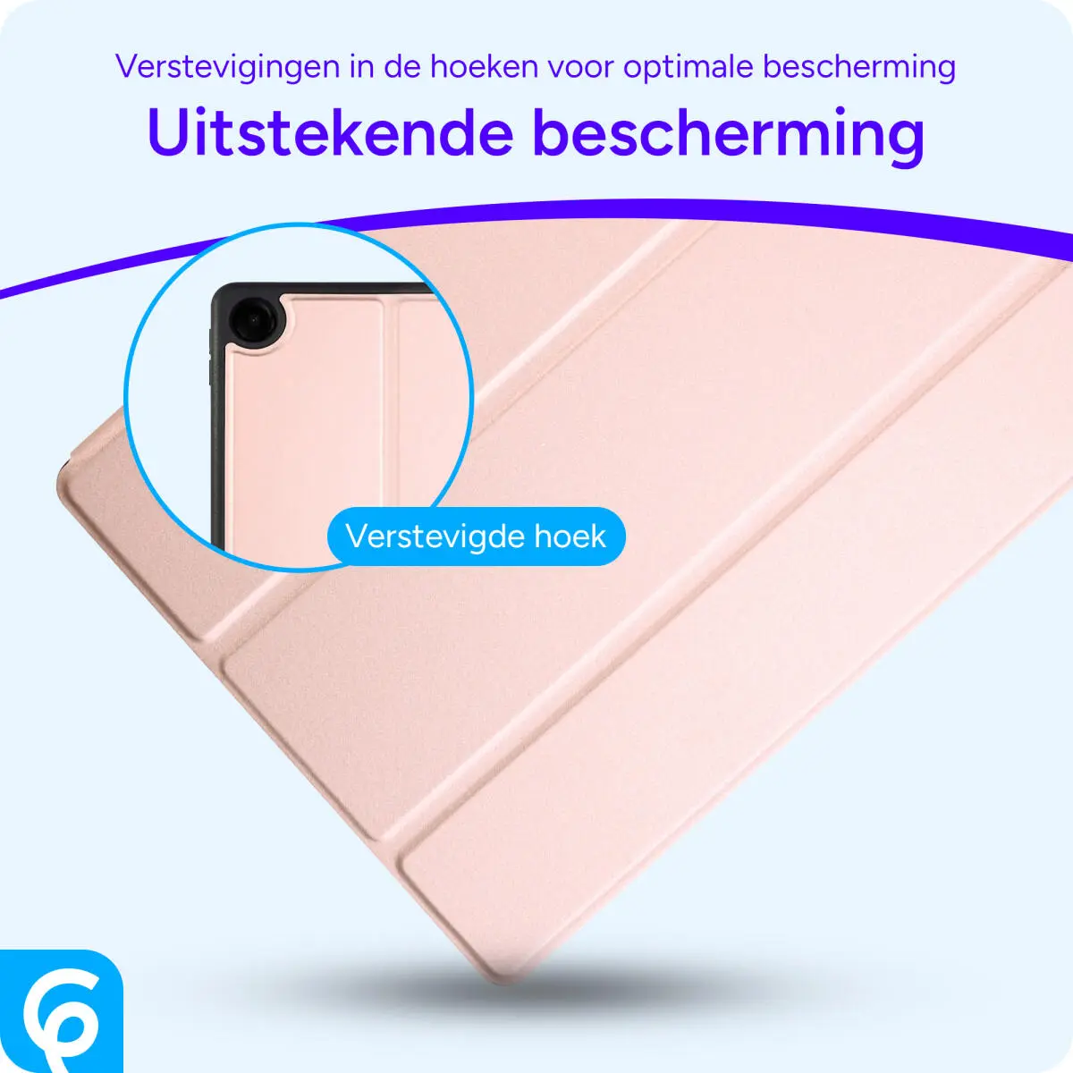 Samsung Galaxy Tab A9 Plus Hoes Luxe Tri-Fold Book Case Kunst Leer Roze afbeelding 2