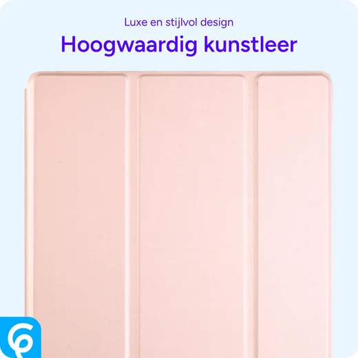 Samsung Galaxy Tab A9 Plus Hoes Luxe Tri-Fold Book Case Kunst Leer Roze afbeelding 6