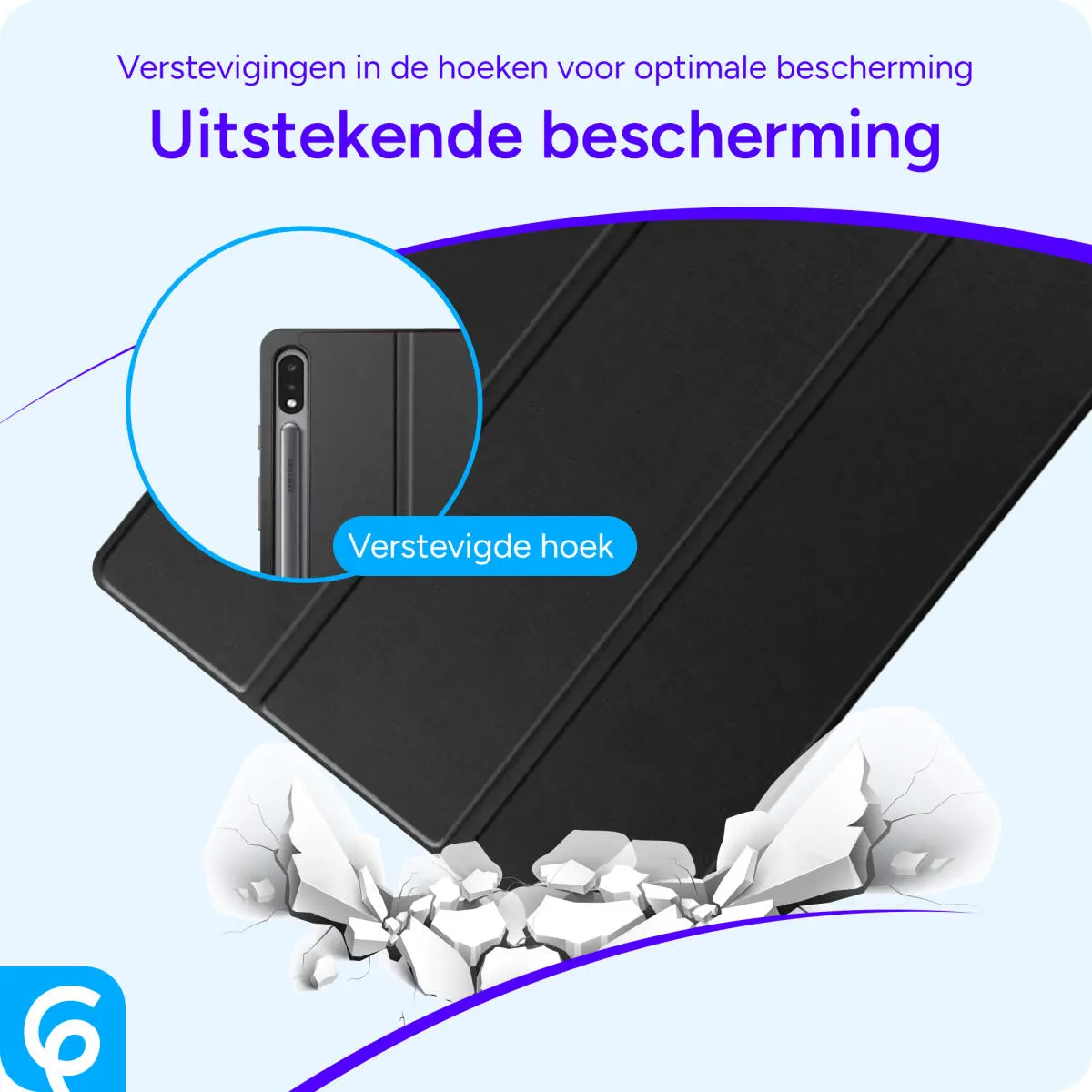 Samsung Galaxy Tab S10+/S9+/S9 FE+ Hoes Luxe Tri-Fold Book Case Kunst Leer Zwart afbeelding 2