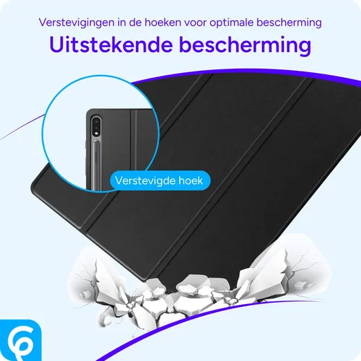 Samsung Galaxy Tab S10+/S9+/S9 FE+ Hoes Luxe Tri-Fold Book Case Kunst Leer Zwart afbeelding 2