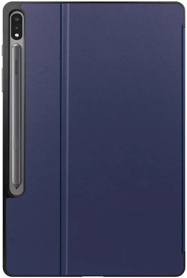 Samsung Galaxy Tab S10+/S9+/S9 FE+ Hoes Luxe Tri-Fold Book Case Kunst Leer Blauw afbeelding 8