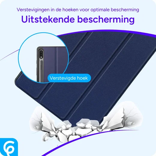 Samsung Galaxy Tab S10+/S9+/S9 FE+ Hoes Luxe Tri-Fold Book Case Kunst Leer Blauw afbeelding 2