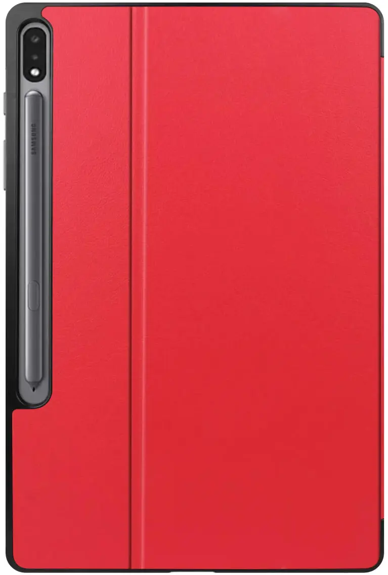 Samsung Galaxy Tab S10+/S9+/S9 FE+ Hoes Luxe Tri-Fold Book Case Kunst Leer Rood afbeelding 8
