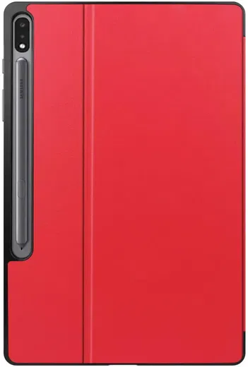 Samsung Galaxy Tab S10+/S9+/S9 FE+ Hoes Luxe Tri-Fold Book Case Kunst Leer Rood afbeelding 8