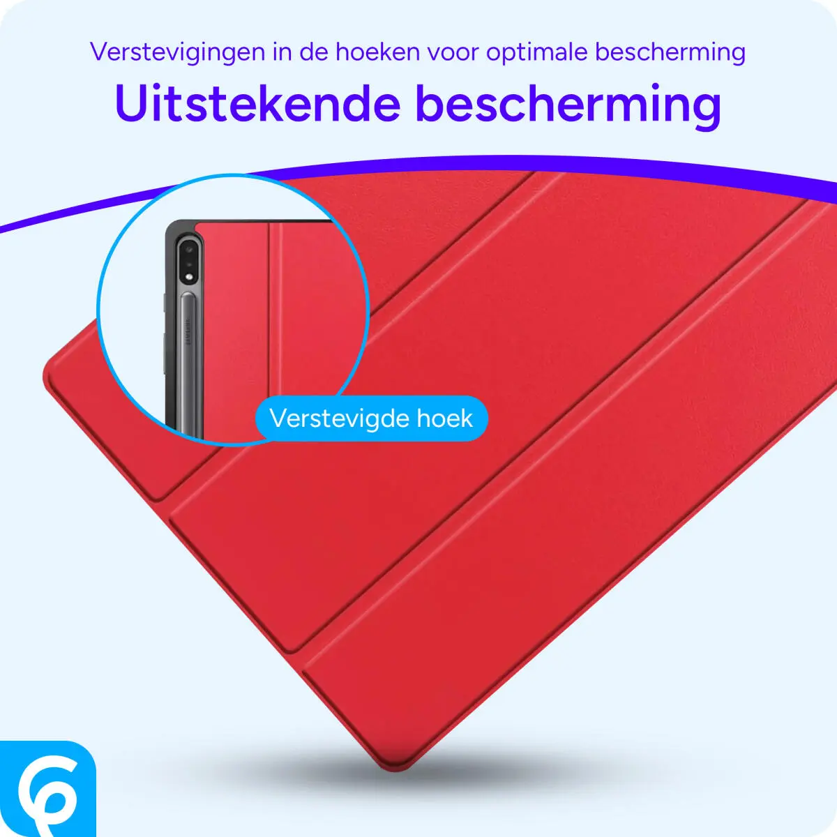 Samsung Galaxy Tab S10+/S9+/S9 FE+ Hoes Luxe Tri-Fold Book Case Kunst Leer Rood afbeelding 2