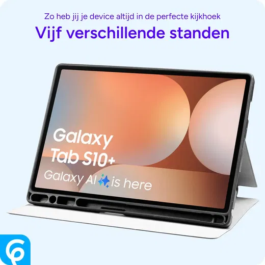 Samsung Galaxy Tab S10+/S9+/S9 FE+ Hoes Luxe Tri-Fold Book Case Kunst Leer Rood afbeelding 5