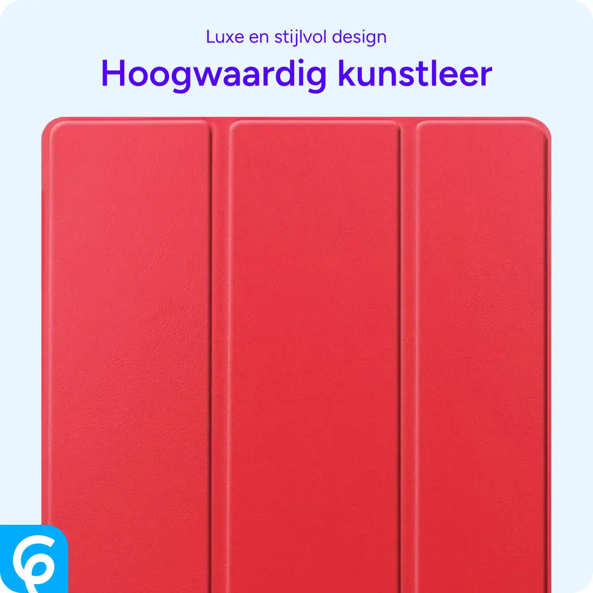 Samsung Galaxy Tab S10+/S9+/S9 FE+ Hoes Luxe Tri-Fold Book Case Kunst Leer Rood afbeelding 6